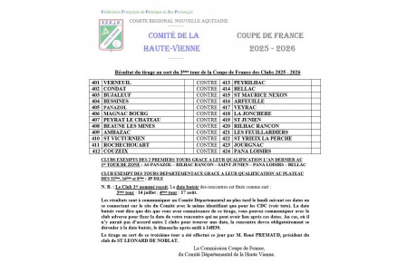 Tirage 3eme tour Coupe de France 